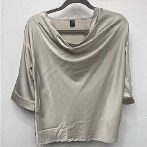 Chic Cream Drape Neck Top